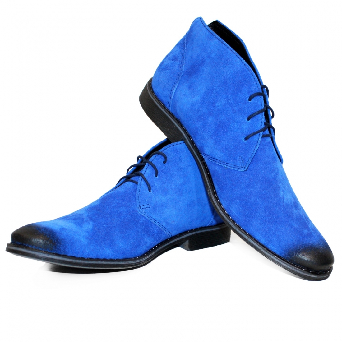 Modello Bilgetto - Navy Blue Lace-Up Ankle Chukka Boots - Cowhide Suede